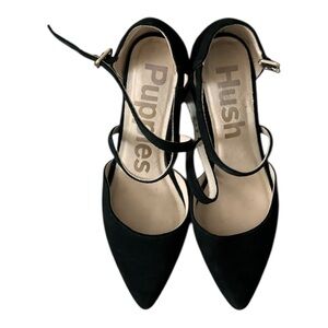 Work shoe Hush Puppies Sofia cross pump black pointed-toe suede material